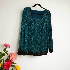 Bohemian Traders Blue Embellished Relaxed Blouse